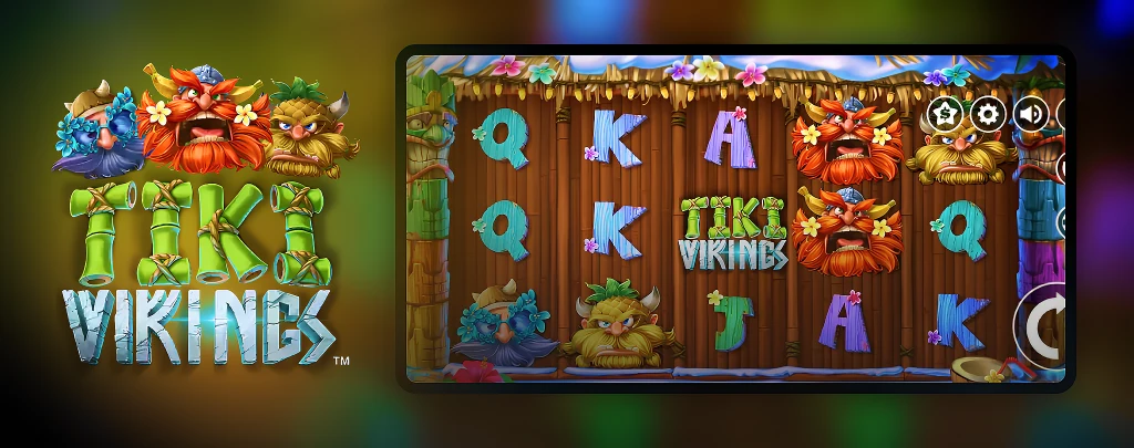 Tiki Vikings slot game reel and logo