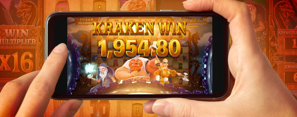 phone with big win in Viking demo slot