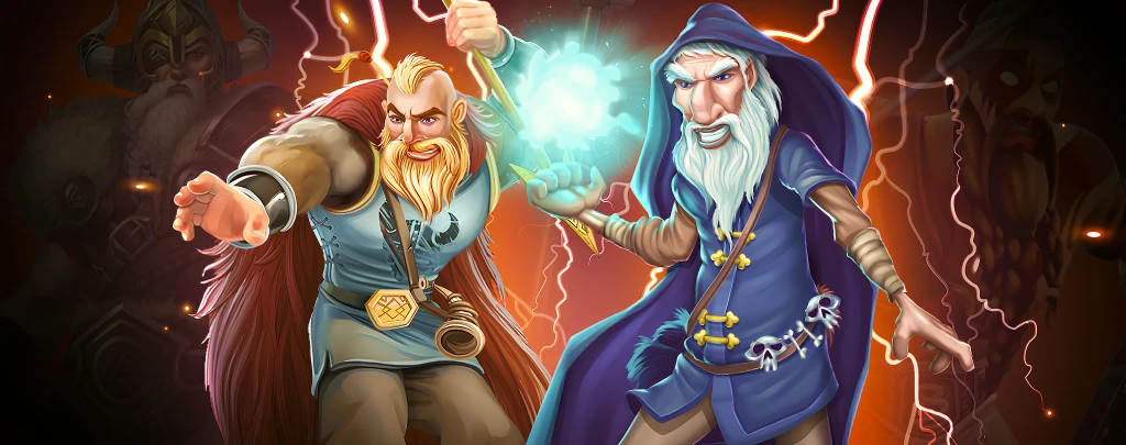 Characters: Viking and Mage from Viking-themed slots