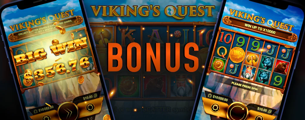 Viking's Quest slot machine - bonus round and big winnings