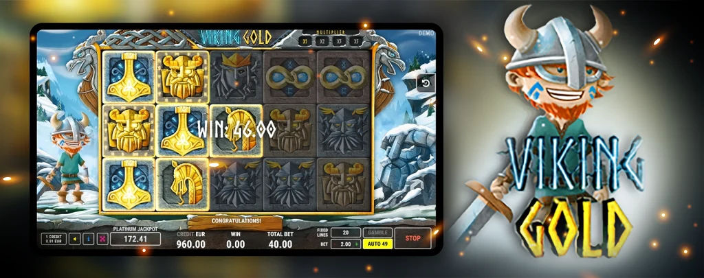 Viking Gold slot machine, gameplay with symbols 